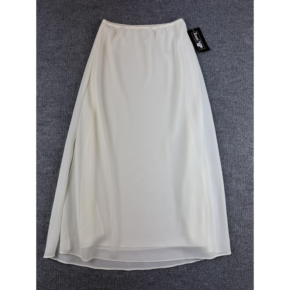 Ronni Nicole Skirt Womens Petite P White Chiffon A-Line Midi Lined Made USA‎